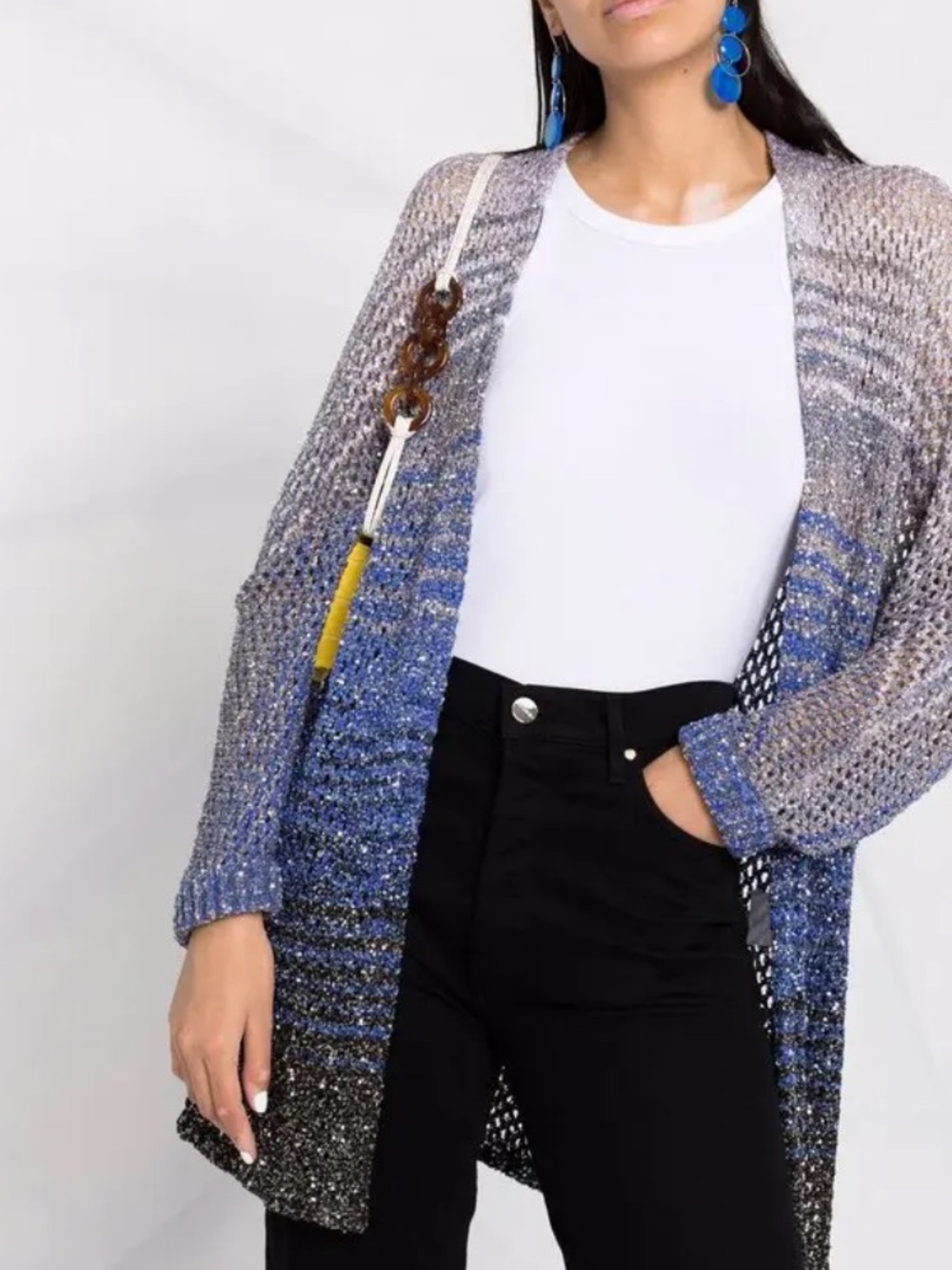 Missoni sequin embellished knit cardigan in blue